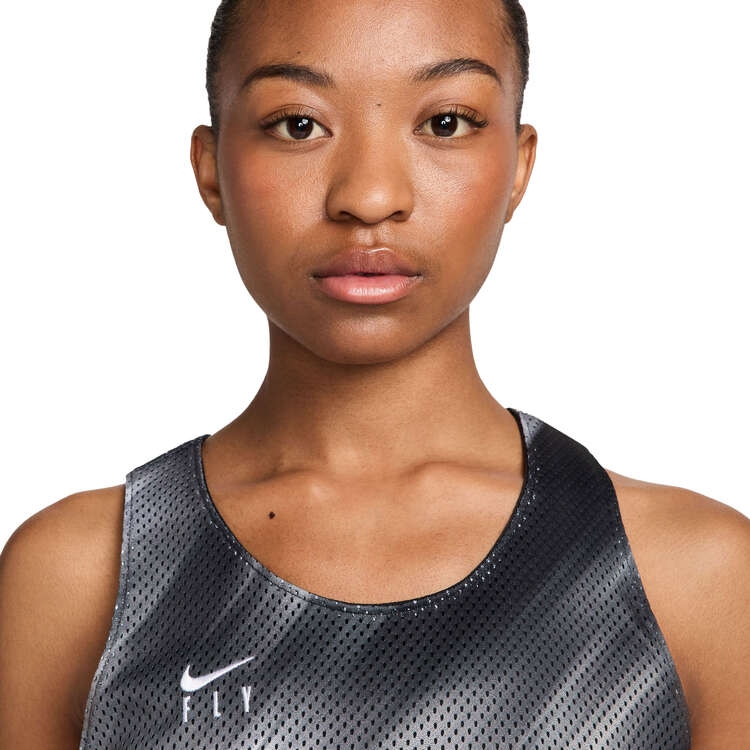 Nike Womens Swoosh Fly Reversible Basketball Singlet, Black, rebel_hi-res