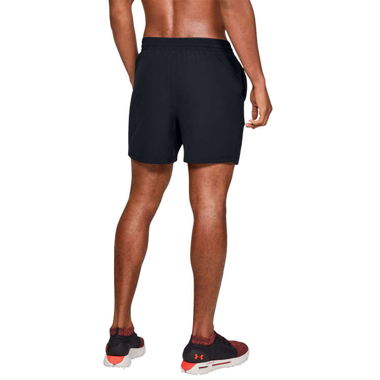 Under Armour Mens Qualifier 5-inch Woven Training Shorts, Black, rebel_hi-res