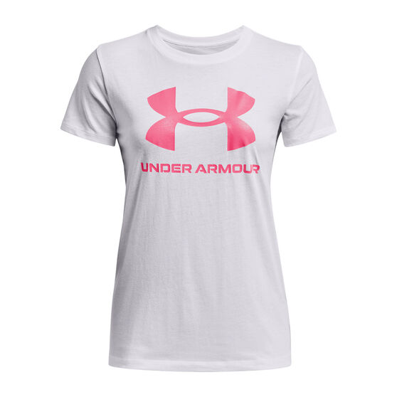 Under Armour Womens Sportystyle Graphic Tee, White, rebel_hi-res
