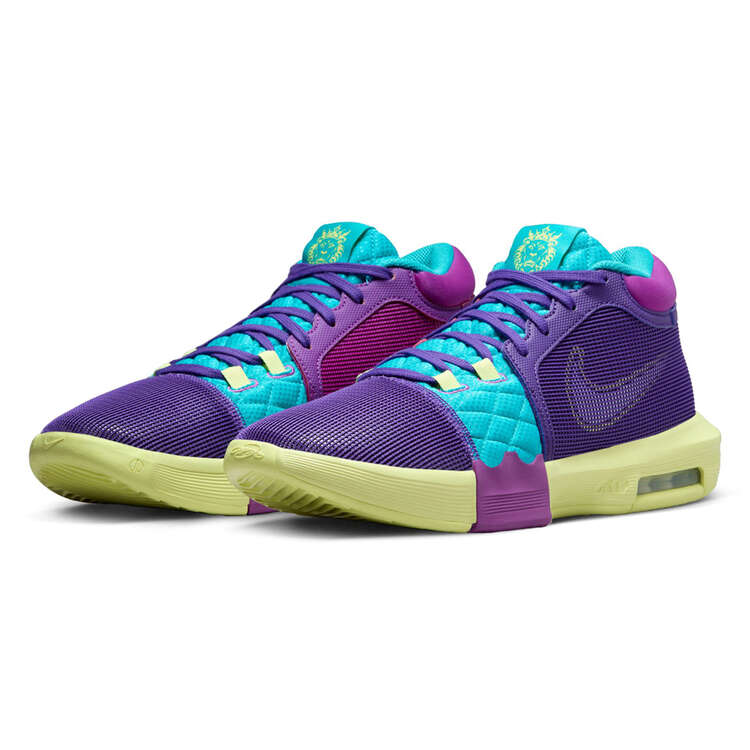 Nike LeBron Witness 8 Basketball Shoes, Purple/Green, rebel_hi-res