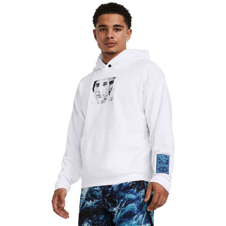 Under Armour Mens Curry Bruce Lee Be Water Hoodie White/Blue S, , rebel_hi-res