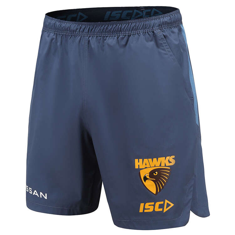 Hawthorn Hawks Mens 2023 Training Shorts Blue S, Blue, rebel_hi-res