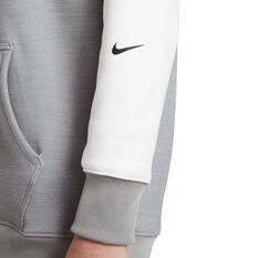 Nike Womens Therma-FIT Fleece Colour-Block Hoodie Grey XS, Grey, rebel_hi-res
