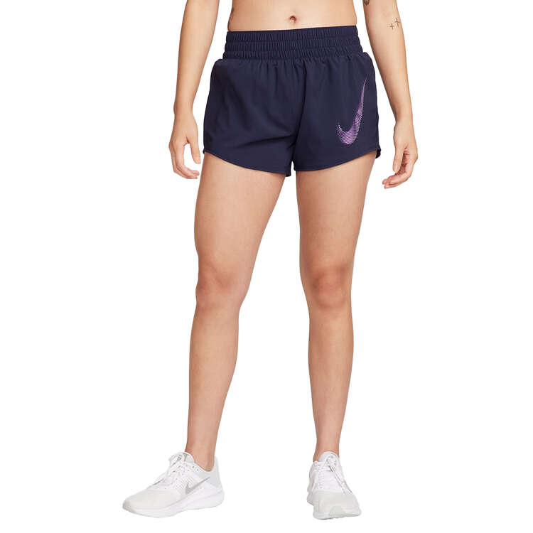 Nike One Womens Dri-FIT Swoosh Brief Lined Running Shorts, Blue, rebel_hi-res