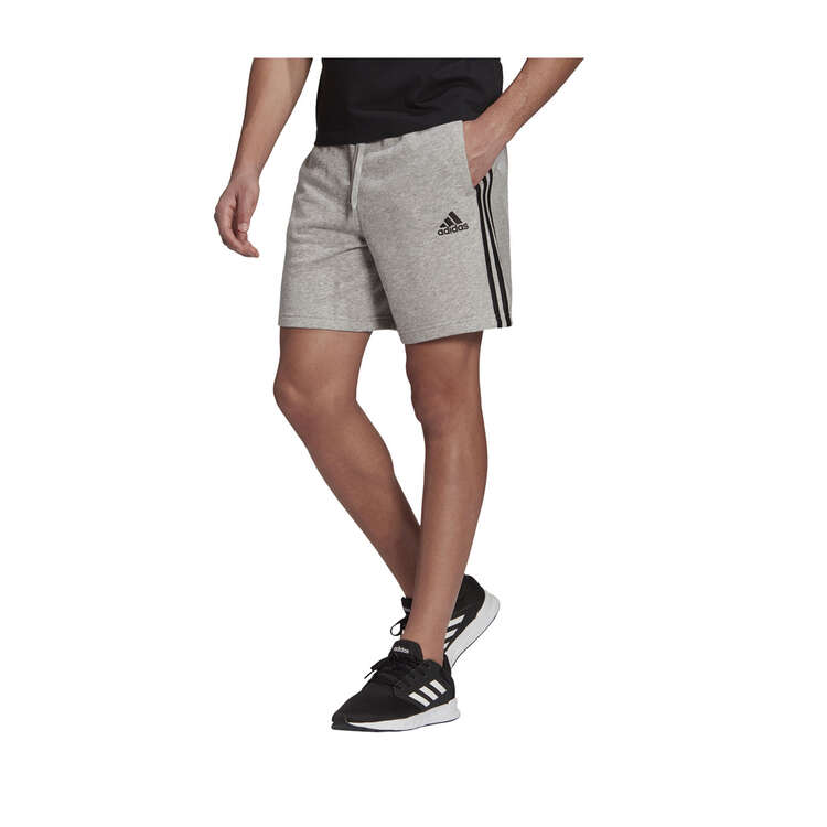 adidas Mens Essentials French Terry 3-Stripes Shorts Grey L, Grey, rebel_hi-res