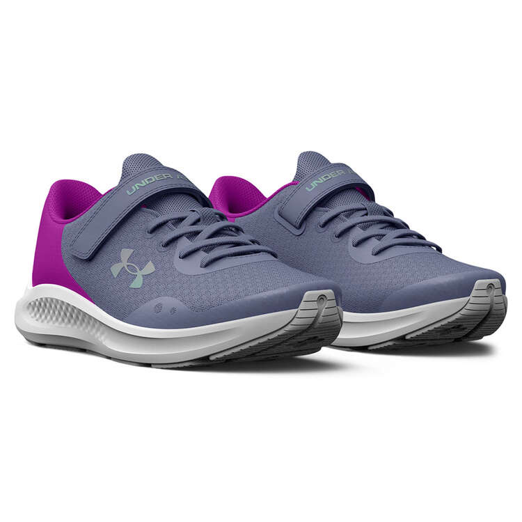Under Armour Charged Pursuit 3 PS Kids Running Shoes, Purple/Silver, rebel_hi-res