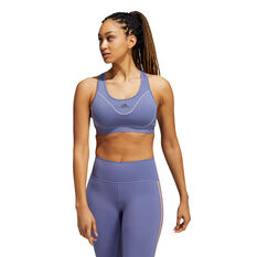adidas Womens Believe This Medium Support Sports Bra Purple XS, Purple, rebel_hi-res