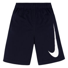 Nike Boys Performance Swoosh Shorts Navy/White 4 4, Navy/White, rebel_hi-res
