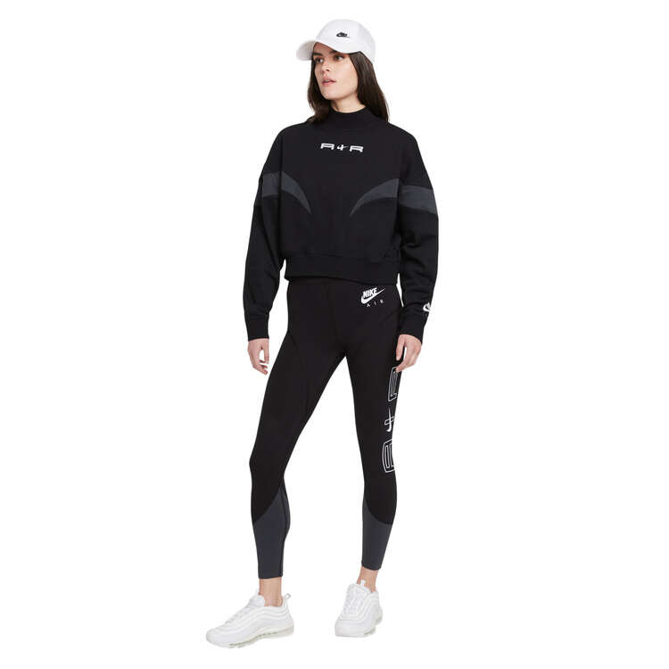 Nike Air Womens Mock Fleece Sweatshirt Black XS, Black, rebel_hi-res