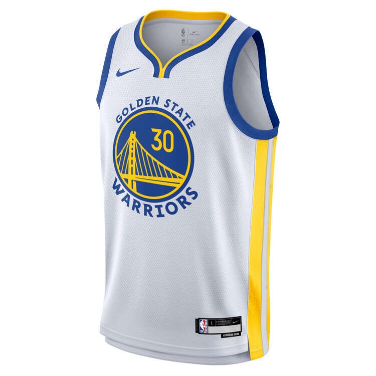 Nike Youth Golden State Warriors Steph Curry 2023/24 Association Basketball Jersey White S, White, rebel_hi-res