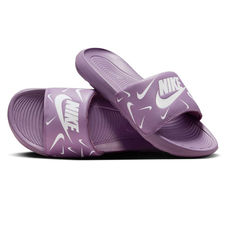 Nike Victori One Womens Slides, Purple/Silver, rebel_hi-res