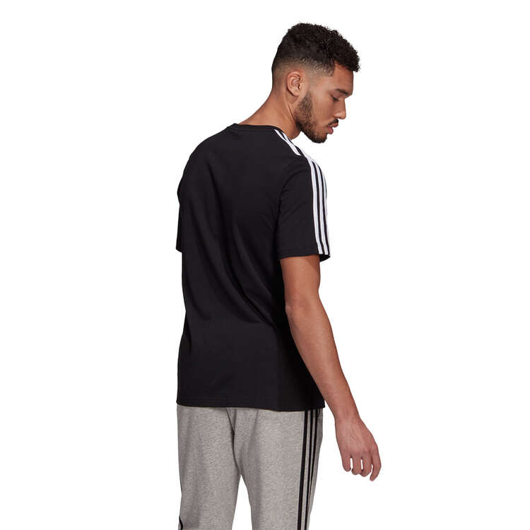 adidas Mens Essentials 3-Stripes Tee Black S, Black, rebel_hi-res