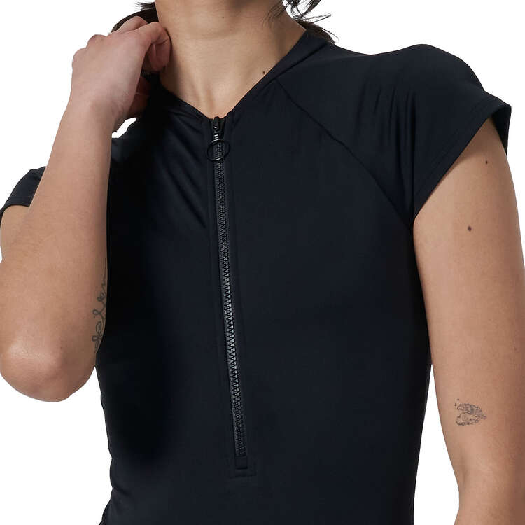 Ell/Voo Womens Mia Cap Sleeve Swimsuit, Black, rebel_hi-res