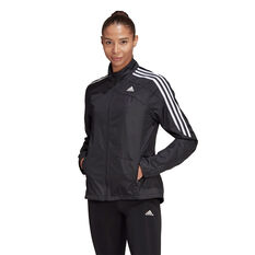adidas Womens Marathon 3-Stripes Jacket Black XS, Black, rebel_hi-res