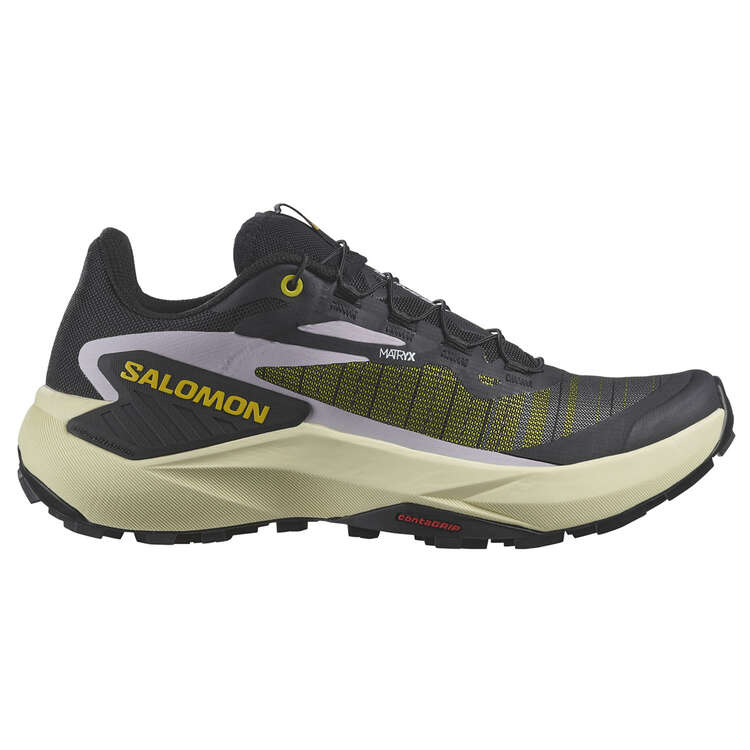 Salomon Womens Genesis Trail Running Shoes, Black/Yellow, rebel_hi-res