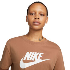 Nike Womens Caramel Essential Crop Tee, Brown, rebel_hi-res