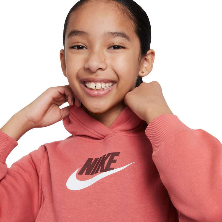 Nike Kids Sportswear Club Fleece Crop Hoodie, Red, rebel_hi-res
