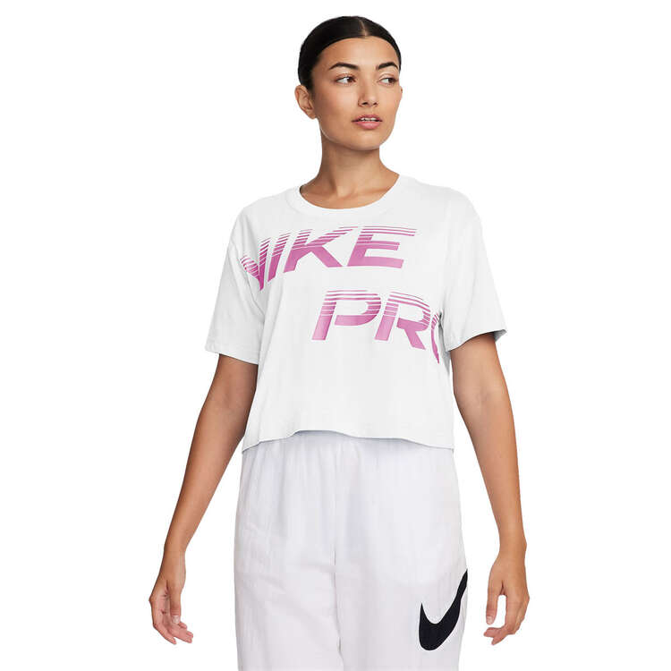 Nike Pro Womens Graphic Training Tee White XS, White, rebel_hi-res