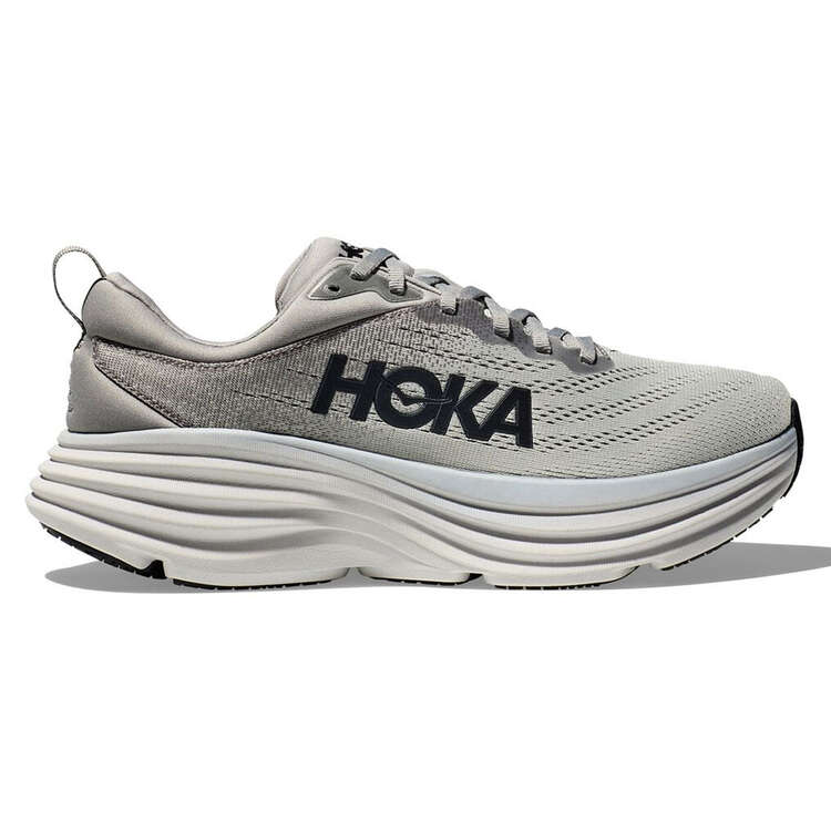 HOKA Bondi 8 Mens Running Shoes Grey US 9.5, Grey, rebel_hi-res