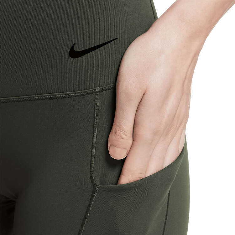 Nike Womens Dri-FIT Universa Medium Support High Waisted Shorts, Green, rebel_hi-res