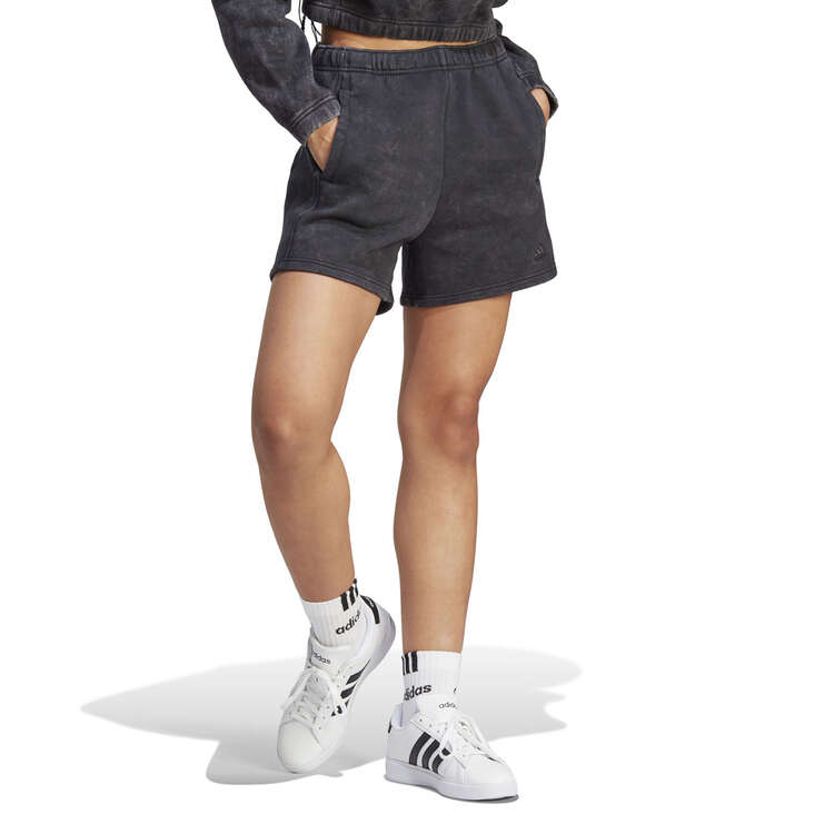 adidas Womens All SZN Fleece Washed Shorts Black XS, Black, rebel_hi-res