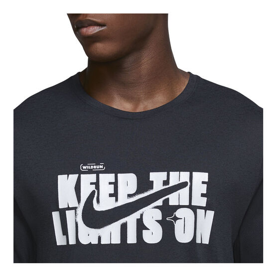 Nike Mens Dri-FIT Miler Wild Run Running Top, Black, rebel_hi-res