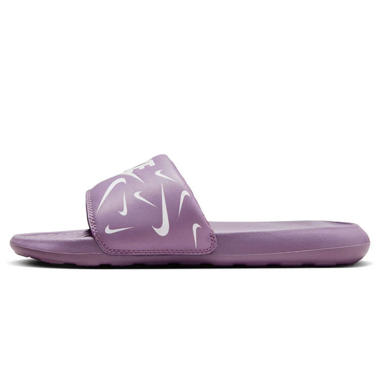 Nike Victori One Womens Slides Purple/Silver US 6, Purple/Silver, rebel_hi-res