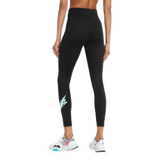 Nike Womens Dri-FIT One Icon Clash Mid-Rise Graphic Tights Black XS, Black, rebel_hi-res