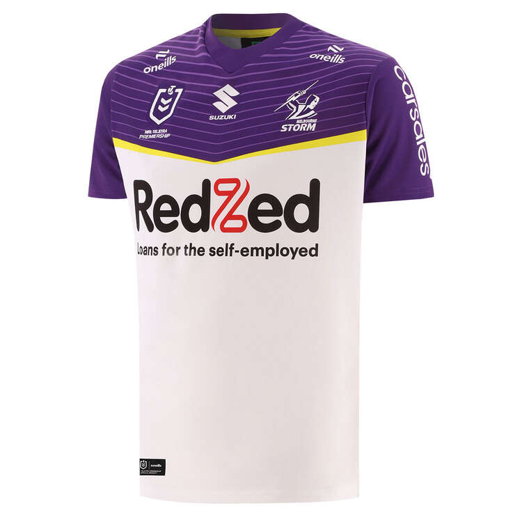Melbourne Storm 2024 Mens Away Jersey White/Purple S, White/Purple, rebel_hi-res