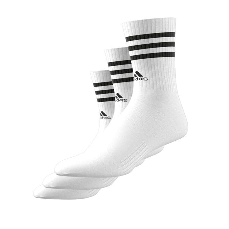 adidas 3-Stripes Cushioned Crew Socks, White, rebel_hi-res