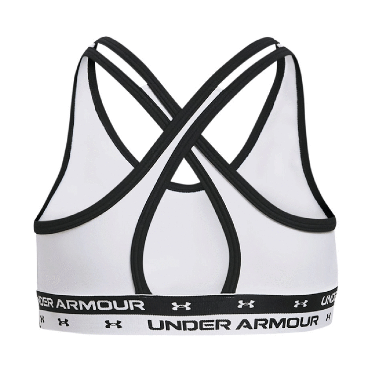 Under Armour Girls HeatGear Crossback Sports Bra White/Black XL XL, White/Black, rebel_hi-res