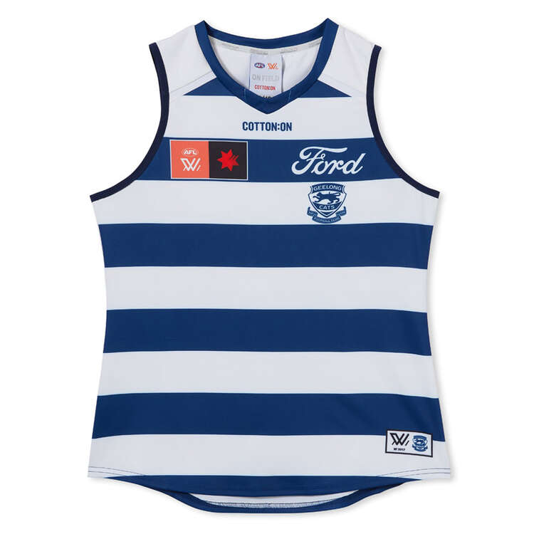 Geelong Cats 2023 Womens Season 8 AFLW Home Guernsey, White/Navy, rebel_hi-res