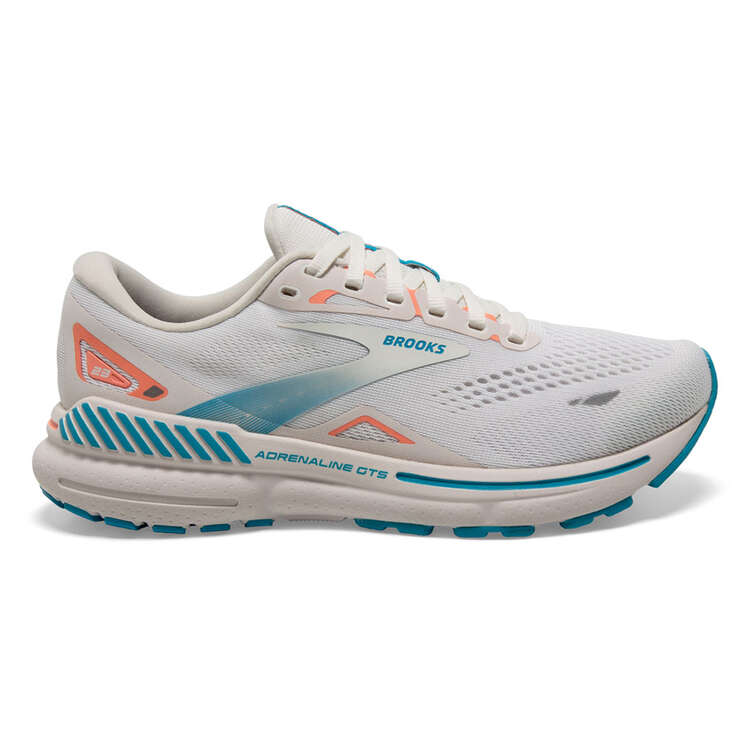 Brooks Adrenaline GTS 23 Womens Running Shoes White/Blue US 6, White/Blue, rebel_hi-res