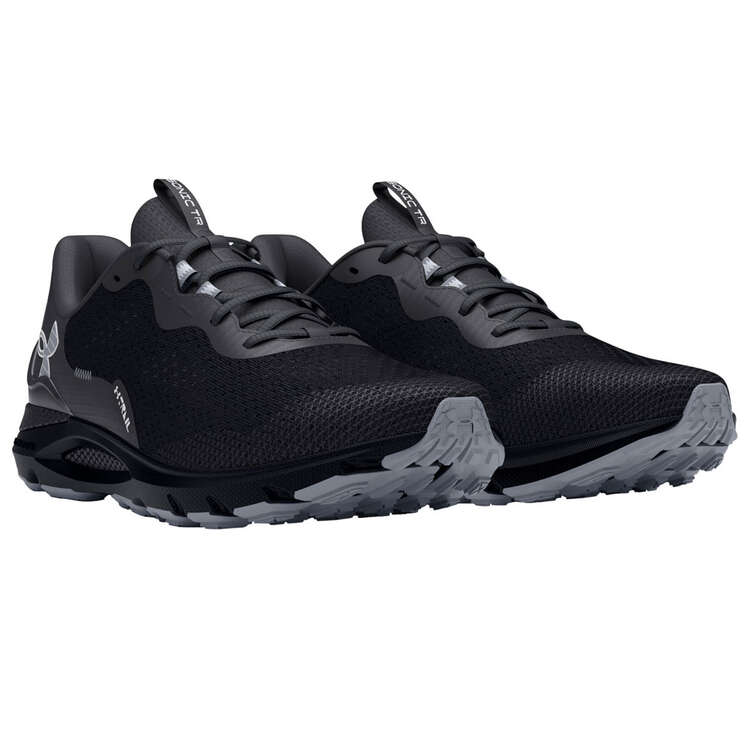 Under Armour Sonic Mens Trail Running Shoes, Black/Grey, rebel_hi-res
