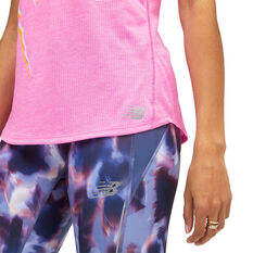 New Balance Womens Printed Impact Run Tank, Pink, rebel_hi-res