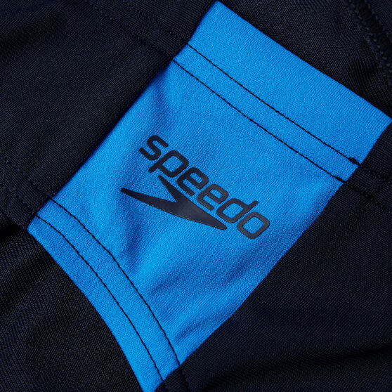 Speedo Mens Boom Logo Splice 7cm Brief, Navy/Blue, rebel_hi-res