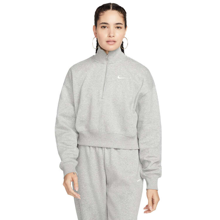 Nike Womens Phoenix Oversized Crop Sweater, Grey, rebel_hi-res