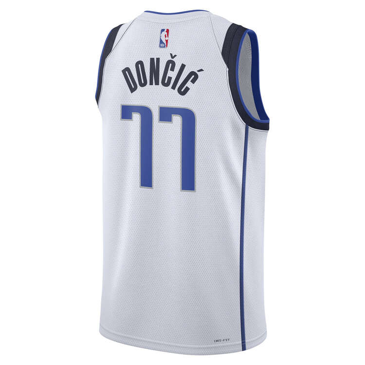 Dallas Mavericks Luka Dončić Mens Association 2023/24 Basketball Jersey White S, White, rebel_hi-res