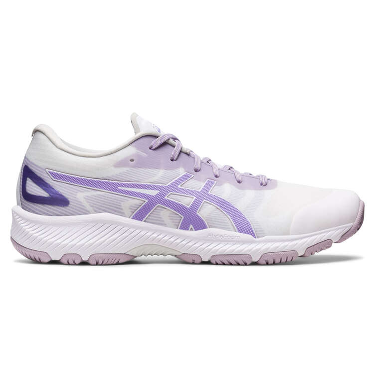 Asics Netburner Professional FF 3 Womens Netball Shoes White/Purple US 6, White/Purple, rebel_hi-res