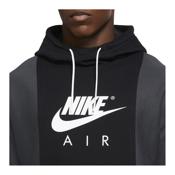 Nike Air Mens Brushed Back Fleece Hoodie, Black, rebel_hi-res