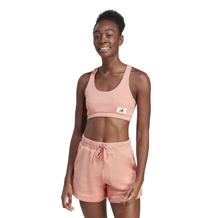 adidas Womens Lounge French Terry Bra, Clay, rebel_hi-res