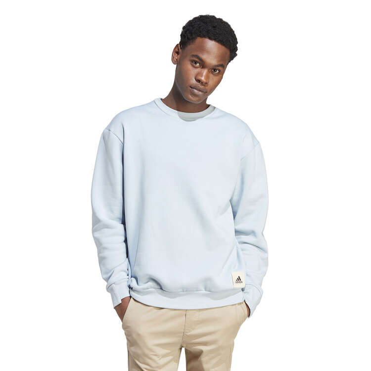 adidas Mens Lounge Fleece Sweatshirt Blue L, Blue, rebel_hi-res