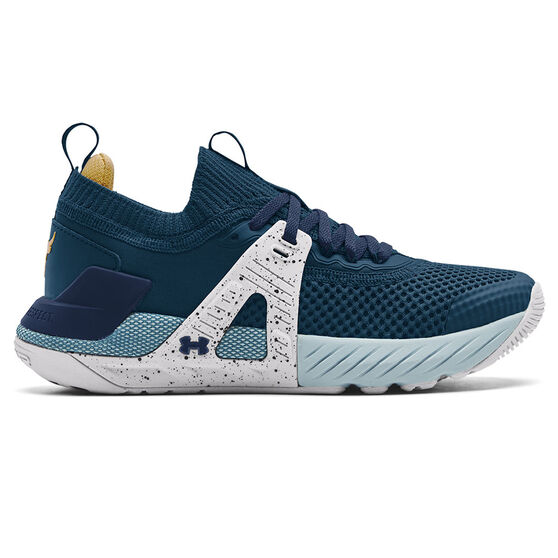 Under Armour Project Rock 4 GS Kids Training Shoes, Blue/Yellow, rebel_hi-res