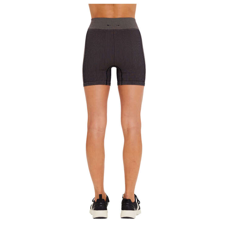 The Upside Womens Ribbed Seamless 5 Inch Spin Shorts, Black, rebel_hi-res