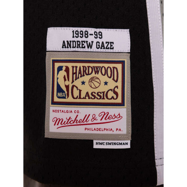 Mitchell & Ness Mens San Antonio Spurs Andrew Gaze 1998/99 Basketball Jersey, Black, rebel_hi-res