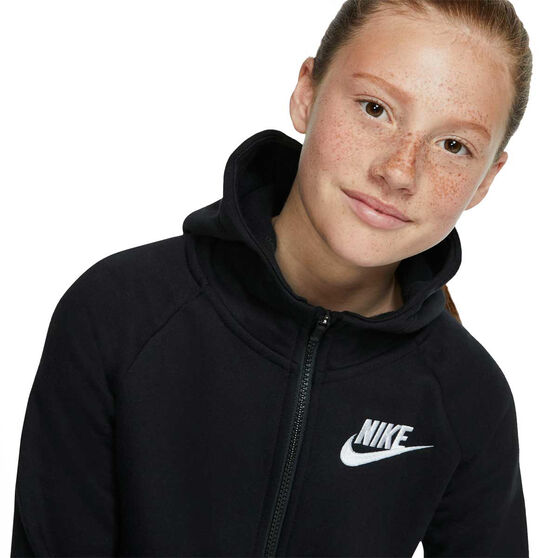 Nike Girls Sportswear Full Zip Hoodie Black XS, Black, rebel_hi-res