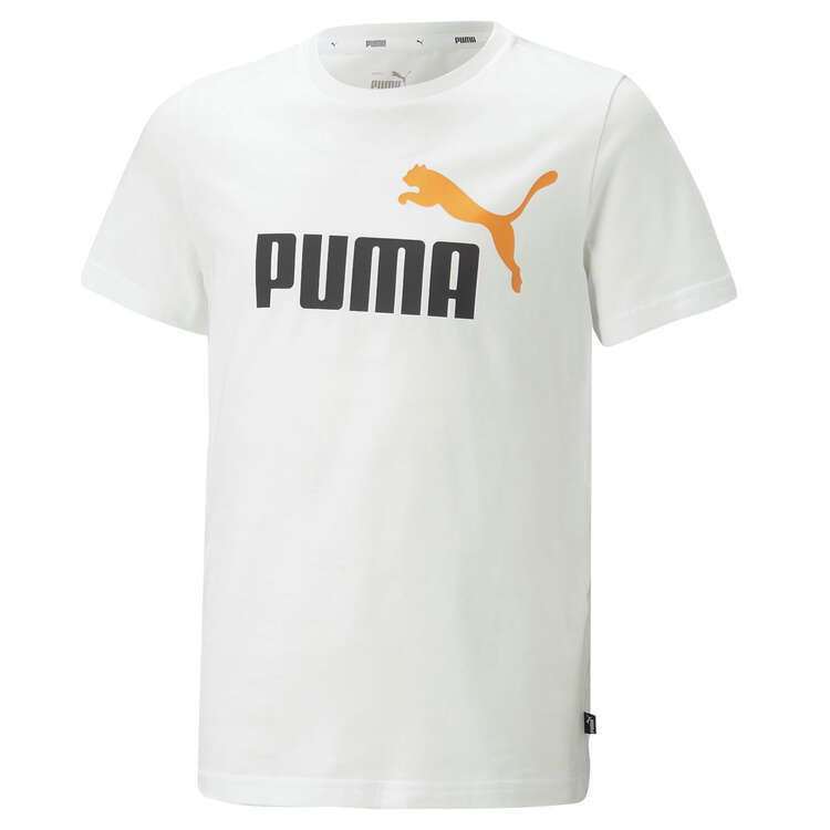 Puma Kids Essentials Plus 2 Colour Logo Tee, White, rebel_hi-res