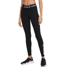 Nike Pro Womens Dri-FIT Mid-Rise Graphic Leggings Black XS, Black, rebel_hi-res