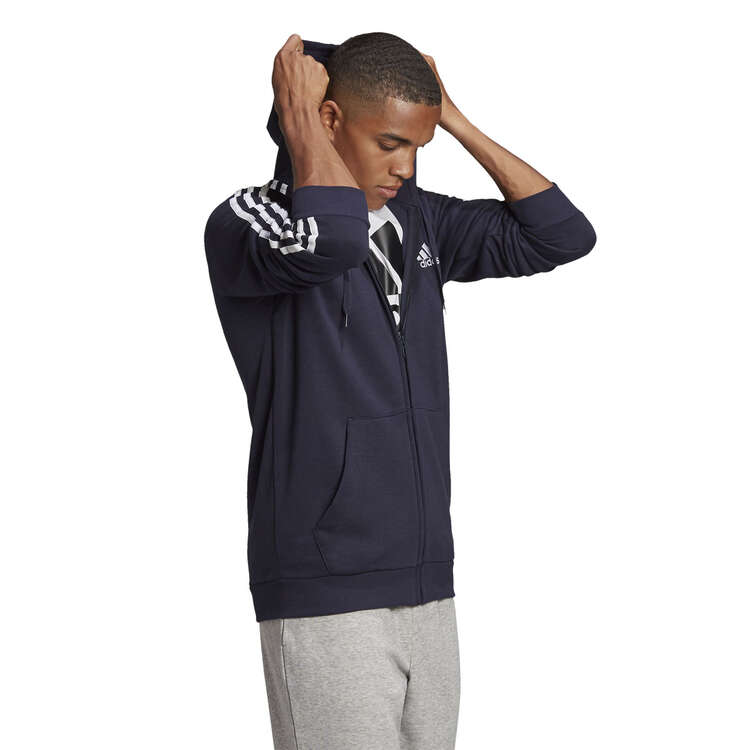 adidas Mens Essentials Fleece 3-Stripes Hoodie, Navy, rebel_hi-res