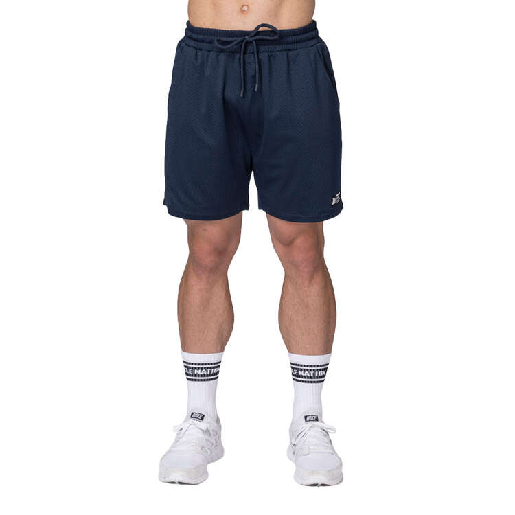 Muscle Nation Mens Lay Up 5 Inch Shorts Navy S, Navy, rebel_hi-res